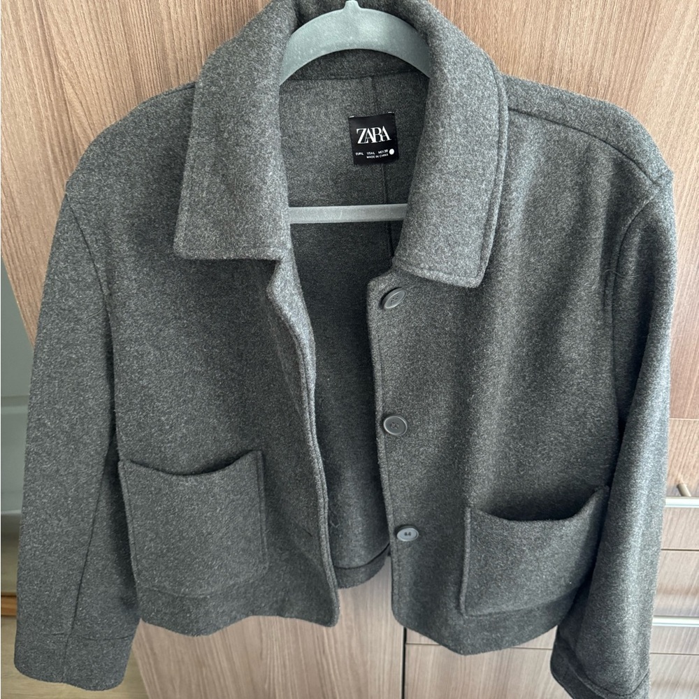 ZARA Dark Charcoal Gray Wool-Blend Jacket